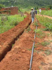 laying pipe to pump fresh water