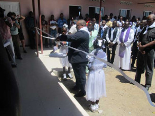 ceremonial cutting of the ribbon