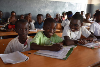 students in their new classroom